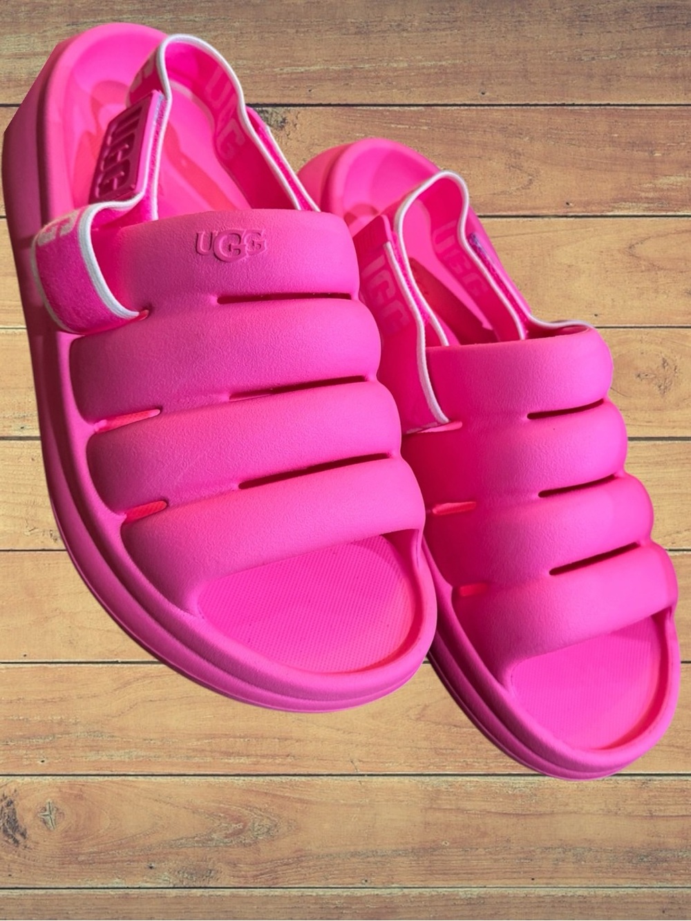 UGG Sport Yeah Pink Foam Removable Slingback Lightweight Slides Size 9 - Picture 14 of 16